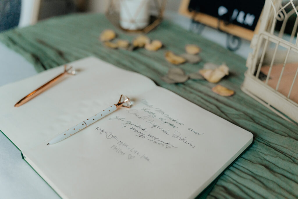guestbook at wedding photographed by Love Lalee Photography