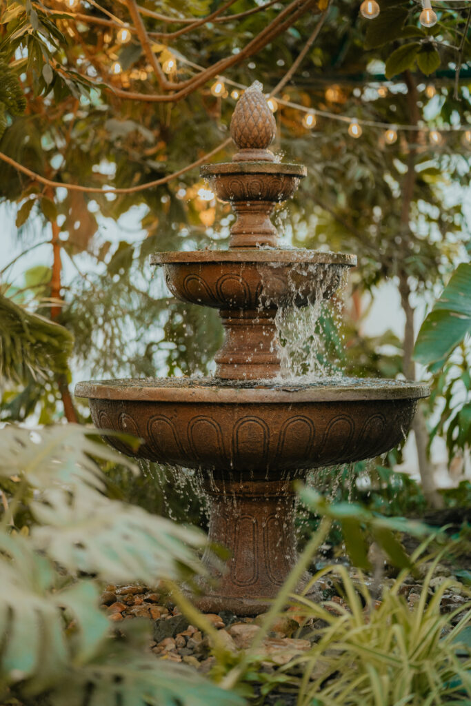 Fountain at wedding photographed by Love Lalee Photography